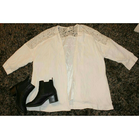 H&M Lace Kimono Cardigan L White - Picture 1 of 6